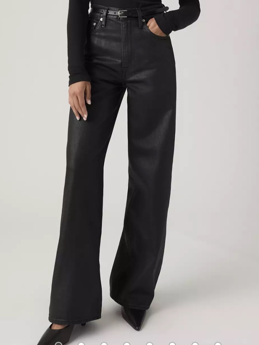 Express Black Coated Wide-Leg Pants